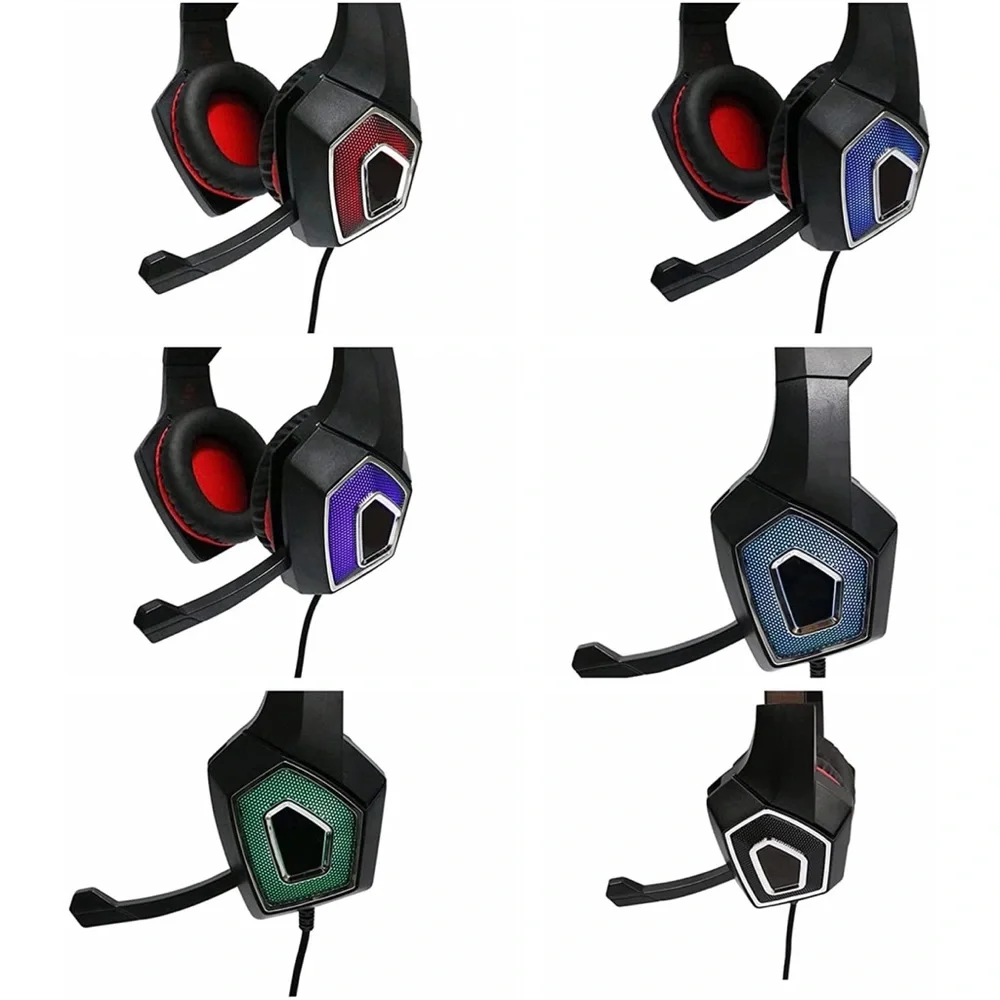 Gaming LED Light Stereo 3.5 Mm Wired Over Ear Noise Cancelling With Mic Headset